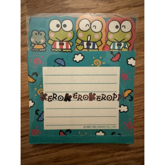 Vintage‎ Sanrio KerokeroKeroppi 1995 Collectible Lined Green Notepad 5” X 4” - Picture 1 of 7